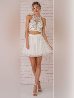 Say Yes To the Dress 2 Piece Crop Top Tulle Mini Skirt Size 1/2